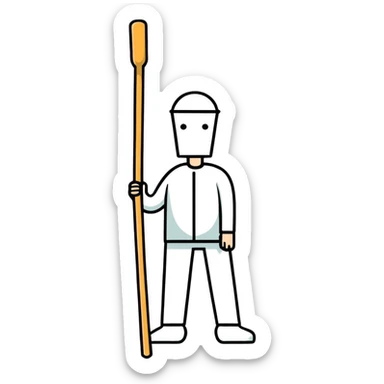 Man with head between two sticks  sticker