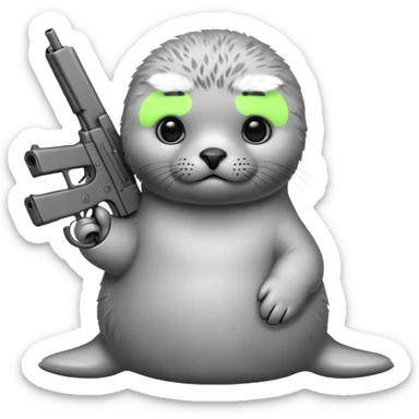 Baby seal with two guns sticker