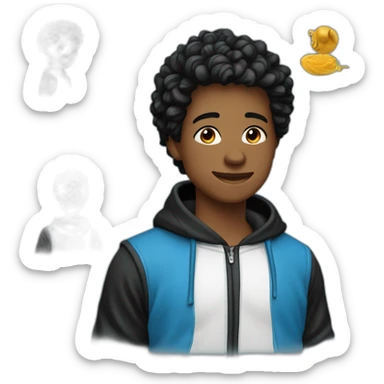 Jeune-garçon-cheveux-Noir-hoodie-bleu sticker