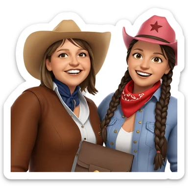 smiling girls in western style sticker