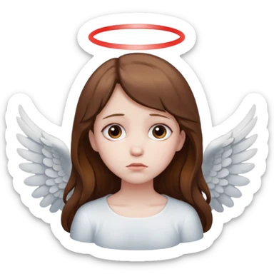 brown hair girl angel, sad sticker