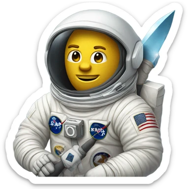 Neil Armstrong in an Astronaut suit holding a picaxe sticker