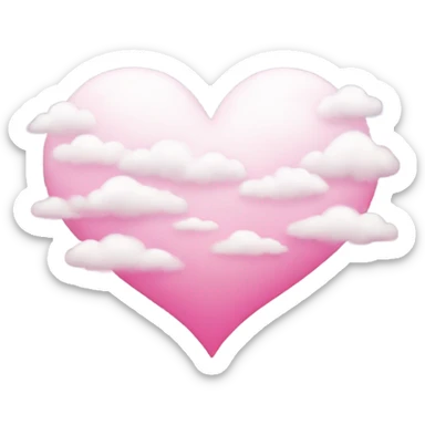 White heart with pink clouds  sticker
