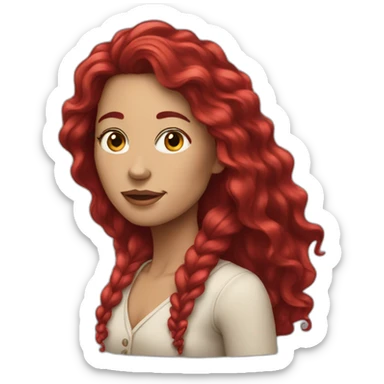 woman with long ruby hair sticker