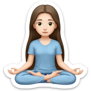 pretty white brunette teen long hair with hazel eyes meditating sticker
