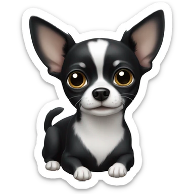 small black chihuahua with white paws sticker