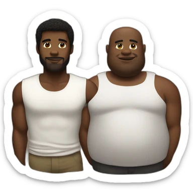 Muscular black man and fat white man in love sticker