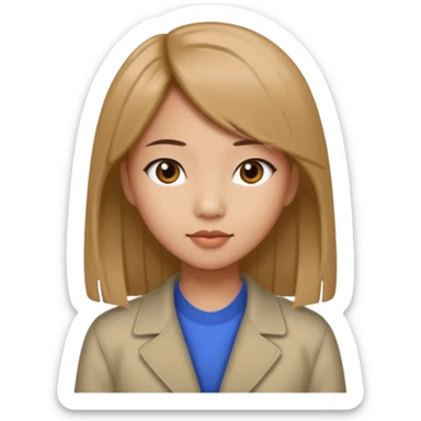 Asian girl with light brown skin and pin-straight hair sticker