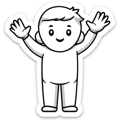 friendly person waving sticker