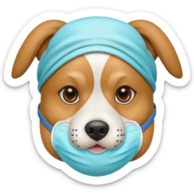 dog Wearing Medical Mask sticker