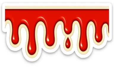 Make the blood drips even shorter. Extend the image to be three times longer horizontally while maintaining the same vertical height. Keep the retro sticker style. sticker