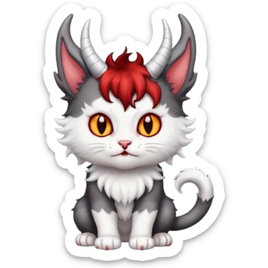 dark grey and white devil satan kitten sticker