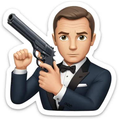 James Bond in iconic gun barrel pose, 007 agent sticker