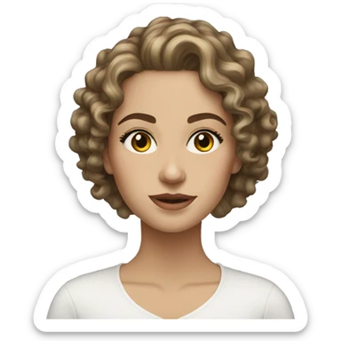 white women fabulous hazel eyes medium long brown hair curly sticker