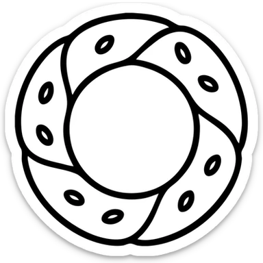 simit, Turkish sesame bread ring outlined icon sticker