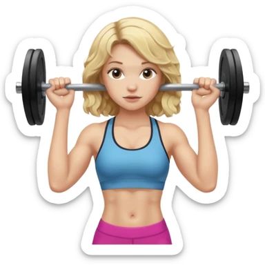pale gym girl with wavy blonde hair holding a barbell sticker