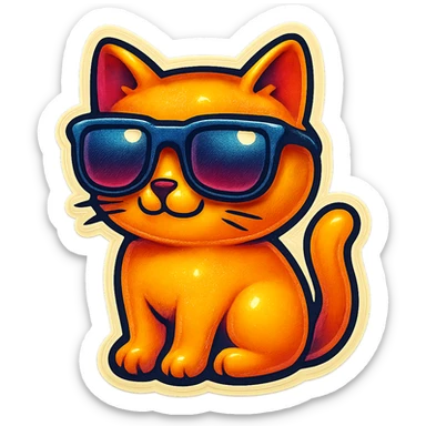 cat with oversized sunglasses, sticker style, vibrant colors sticker