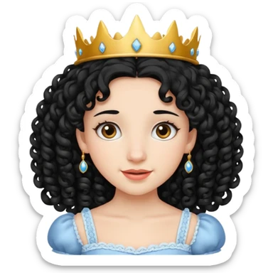 Princesa banca con el pelo rizado y el pelo negro con brackets sticker