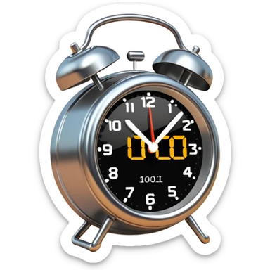 an alarm clock ringing at sunrise, simple and expressive sticker