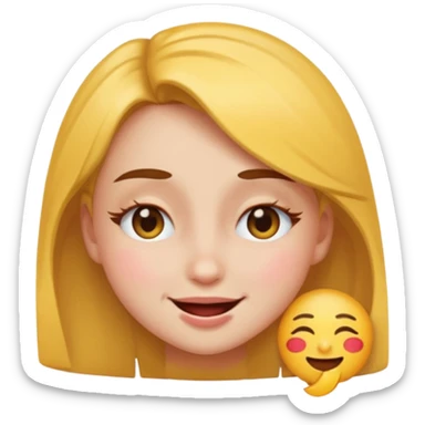 Girl winking with her left eye closed, happy face, emoji style sticker