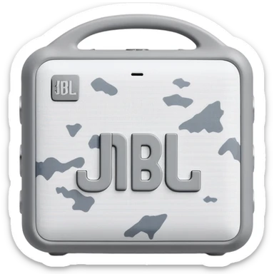 JBL Go 4 in arctic snow camouflage, white and gray pattern, minimal design, portable speaker, clean aesthetic sticker
