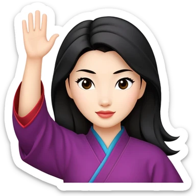 Mulan waving high ￼ sticker
