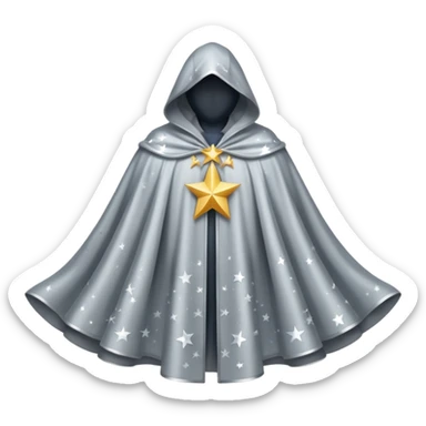 a fantasy  magic, silver color with star pattern cloak sticker
