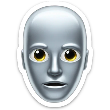 A silver human head with laser beam eyes  sticker