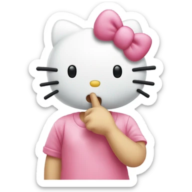 hello kitty showing to stay quiet  sticker
