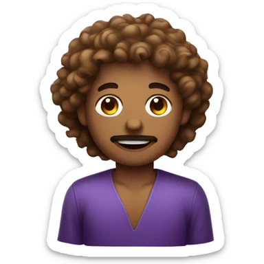 slightly Curly hair light brown skin man with meat and eggplant on a tray sticker