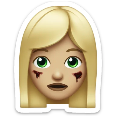 Zombie emoji blonde girl with bangs straight hair sticker