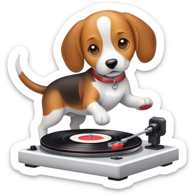 I would like an emoji with a beagle that spins vinyl on a turntable sticker