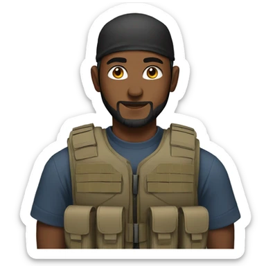 Muslim with tactical vest on sticker