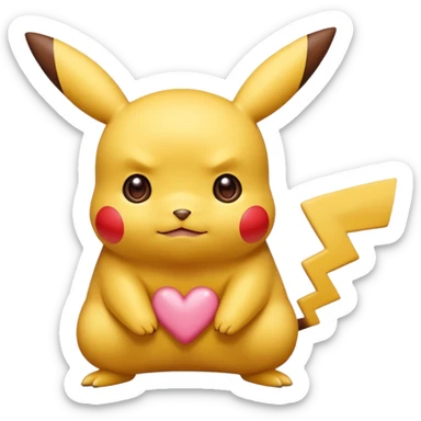 Un Pikachu rouge qui et triste avec des éclairs en fond et il a fait caca sticker