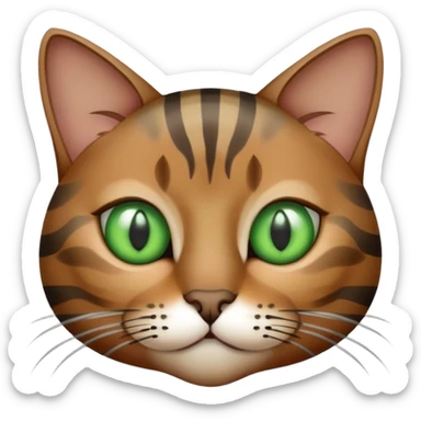brown grey stripe cat with green eyes sticker