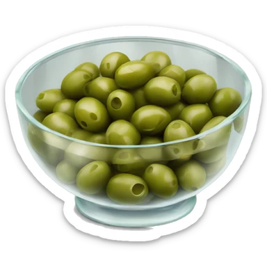 glass bowl full of green olives  sticker