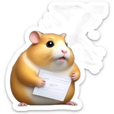 Fat hamster is waiting with documents and uk flag in hand sticker