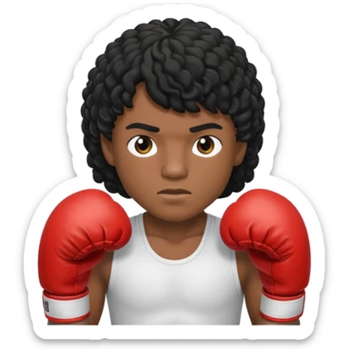 Boxer , with a curly black mullet haircut sticker