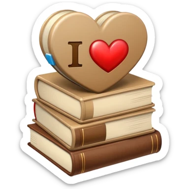 beige books and brown heart sticker
