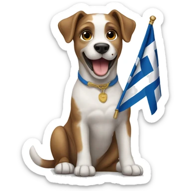 Dog with Greek flag  sticker