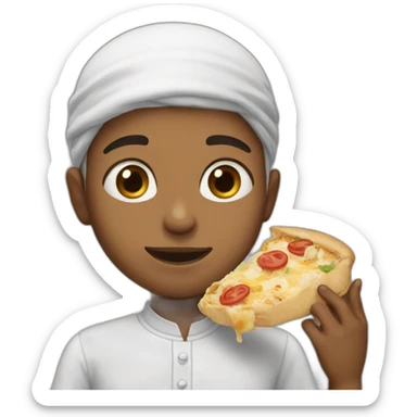Fair skin muslim boy eating food sticker