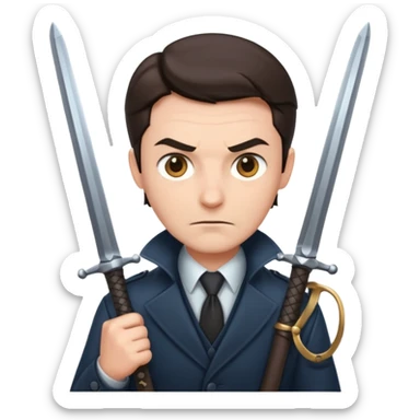 DETECTIVE with two swords in two hands sticker