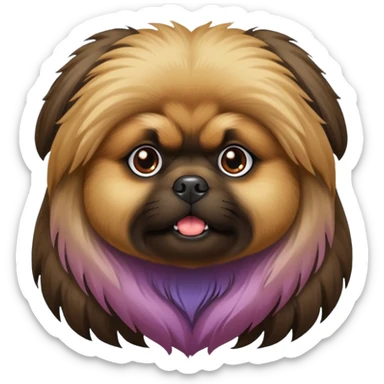 pekingese dog head  dark pekingese sticker