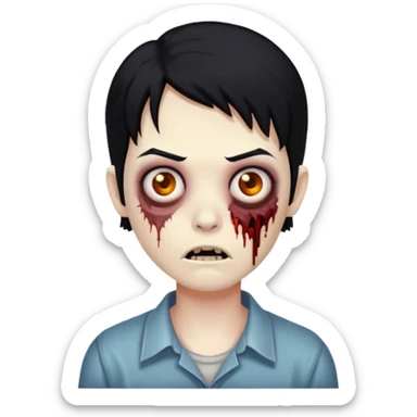 imagen de zombie pelo negro y piel normal sticker