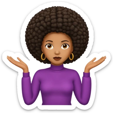 Black woman with an Afro shrugging sticker