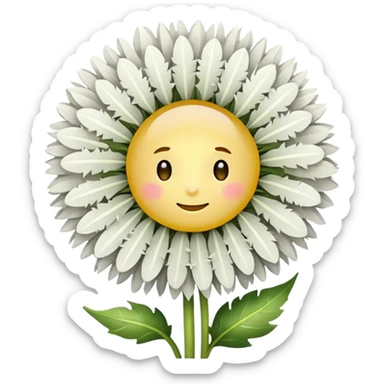 a dandelion with a halo and a gray background sticker