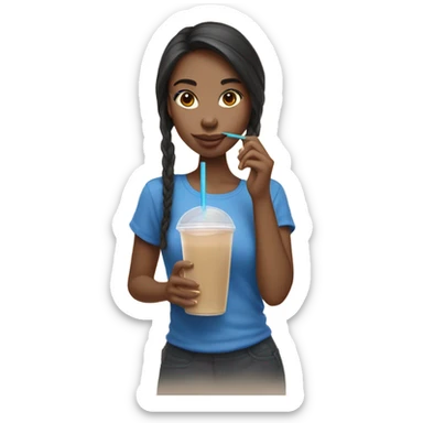 Girl drinking blue boba sticker