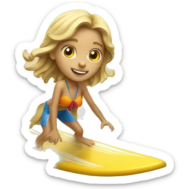 Surfer Ukrainian girl with a board on the wave sticker