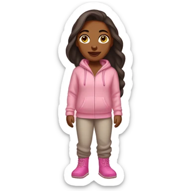 Brown woman wearing sweatpants, hoodie and pink Ugg slippers  sticker