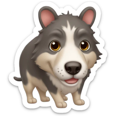 Perra de raza ratonero bodeguero con grandes orejas de punta, con manto blanco y manchas marrones en la cabeza sticker